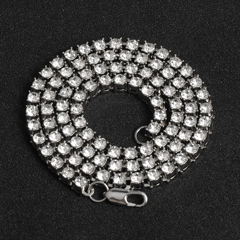 Мужские ожерелья в стиле хип-хоп украшенные камнями 1 ряд | Украшения и аксессуары