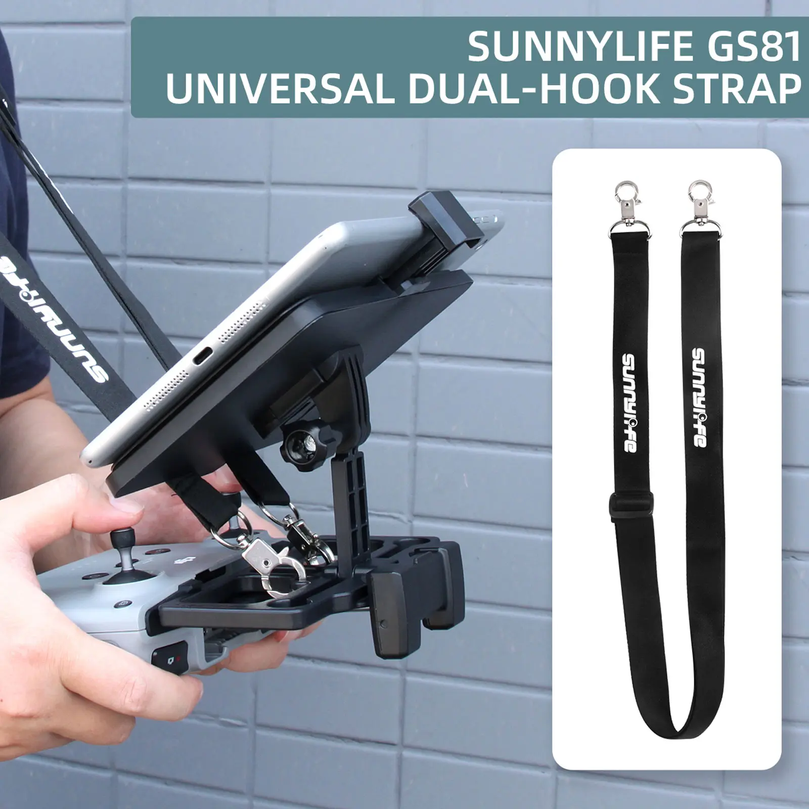

Sunnylife Adjustable Neck Strap Lanyard Telescopic Belt with 2 Hanging Hooks Suitable for Tablets Sun Shade Cover