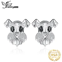 jewelrypalace cute schnauzer dog 925 sterling silver natural black spinel stud earrings women fashion gemstones animal earrings