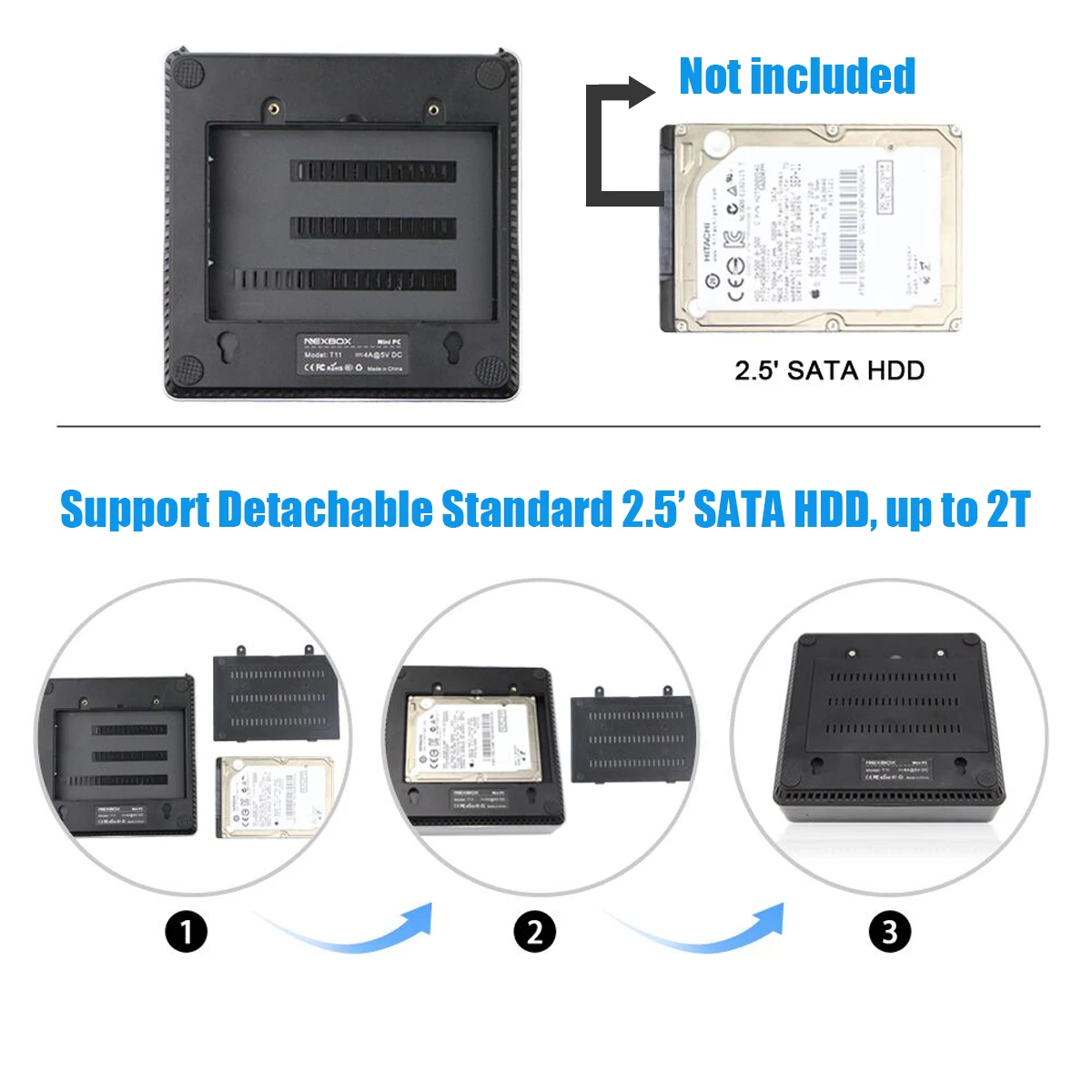 T11 Win10 Intel Atom Z8350 1 92 ГГц Linux HDMI VGA USB3.0 2 5 дюймов 4 Гб DDR3 64 HDD безвентиляторный мини ПК