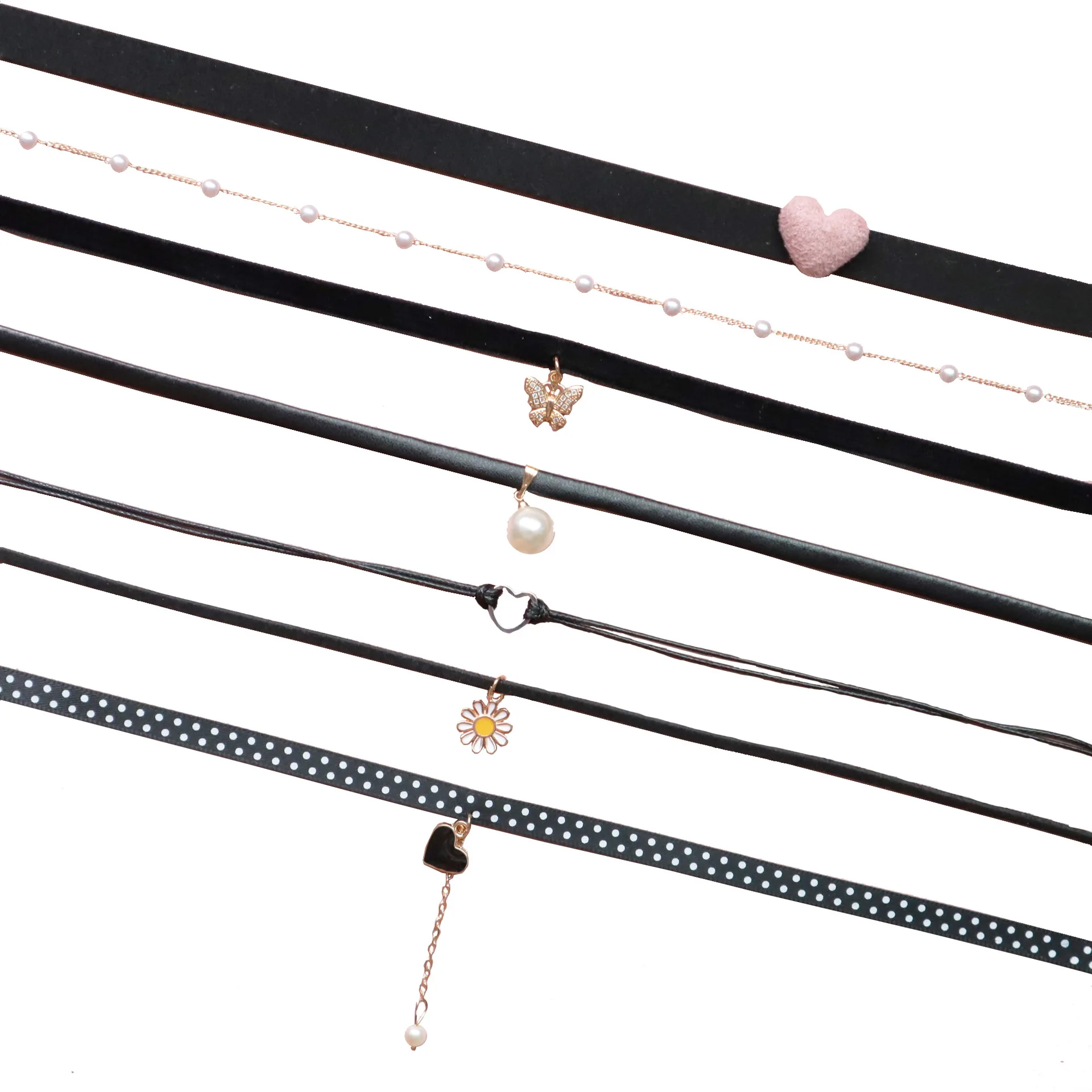 Женский Бархатный чокер с татуировкой черный длинный ошейник в готическом стиле