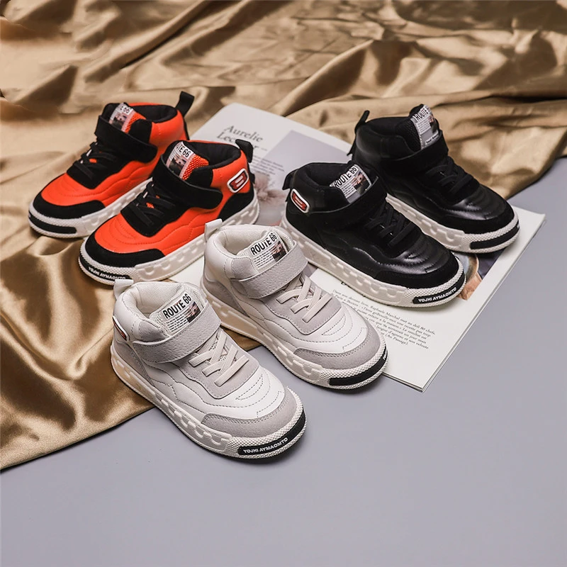 KushyShoo toddler sneakers Girls High-top Sports Shoes Boys Students Basketball Outdoor Elasticity Warm Sneakers | Детская одежда и