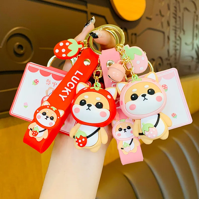 Мультяшный брелок для ключей с японской собакой Шиба-ину автомобильный