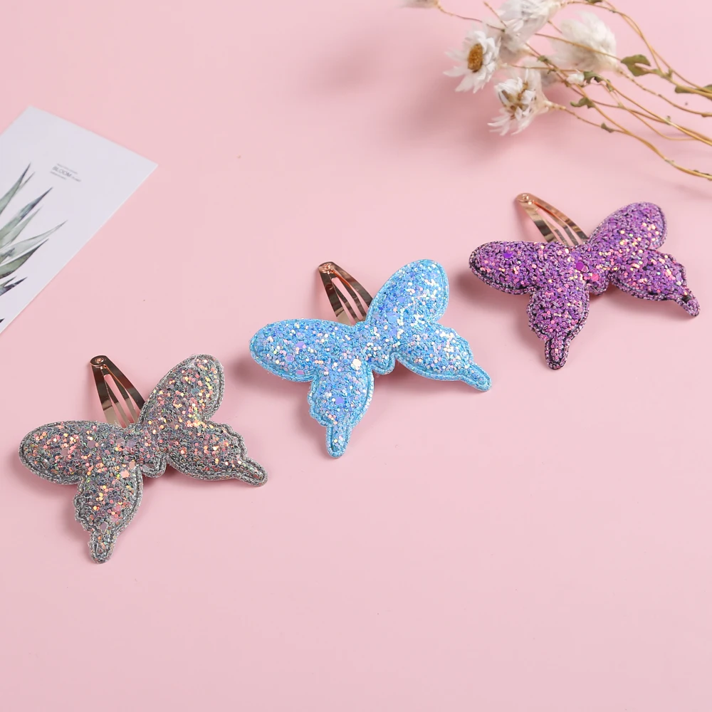 

Fashion Children Hair Clips For Girls Butterfly Style Glitter Paillette Barrettes Cute Sequin Alloy Hairpins Hair Accessories
