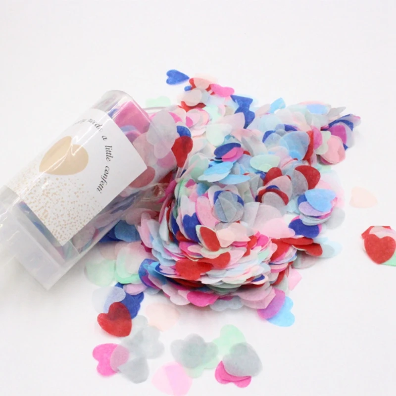 10Pcs Heart Push-Pop Confetti Poppers Wedding Baby Bride Shower Birthday Party Decoration Push Tube Cylinder Heart Shaped Confet