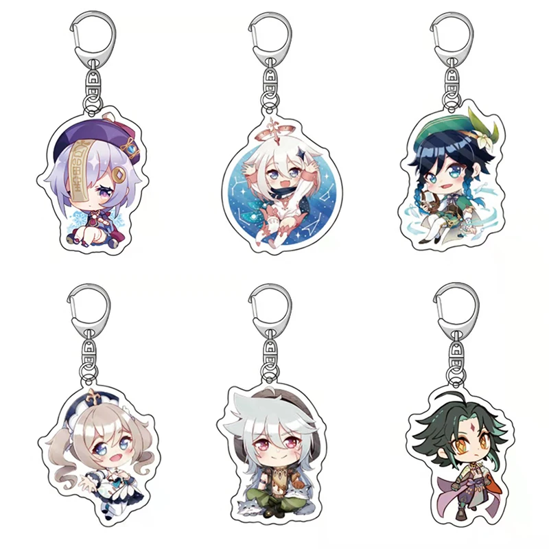 

10Pcs/Lot Key Chain Acrylic Genshin Lmpact Popular Game The Original God Role Keyring Environmental Protection Customizable