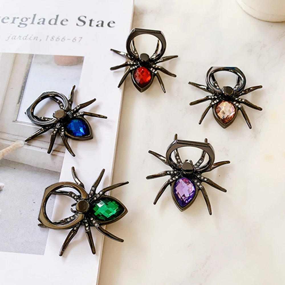 luxury biling diamond metal spider universal mobile phone finger ring holder for iphone sumsang huawei xiaomi 360 rotate stand free global shipping