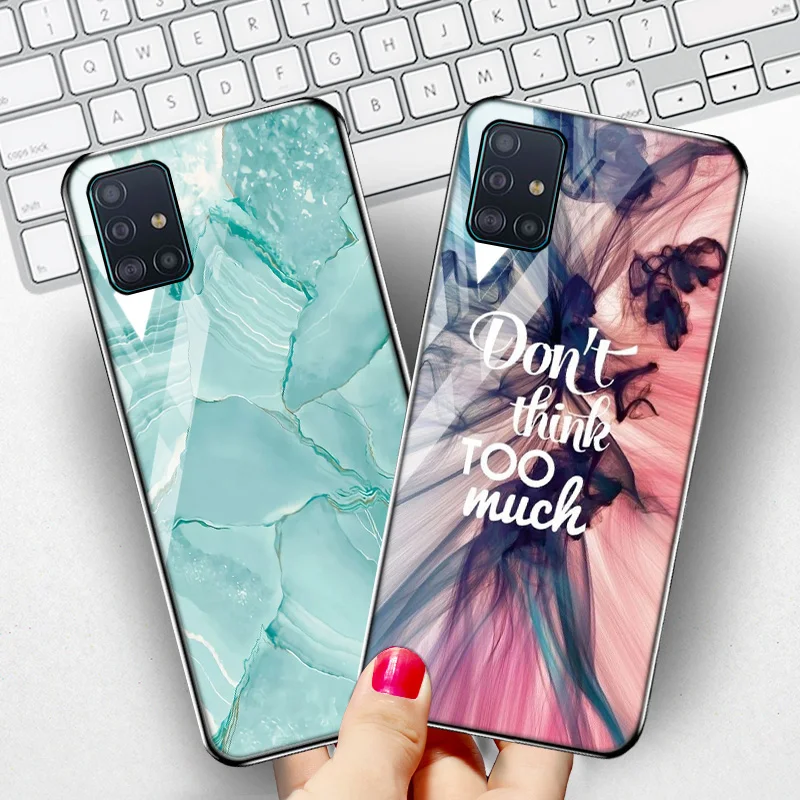 

Case For Samsung Galaxy A32 Cases For Samsung A51 A52 A50 A31 A30 A71 A72 A70 A12 A40 A41 A42 Marble Print Tempered Glass Bumper