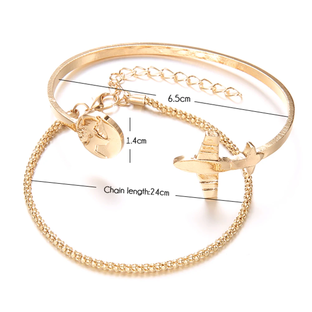 Модный 2 шт./компл. женский браслет на запястье с изображением карты самолета