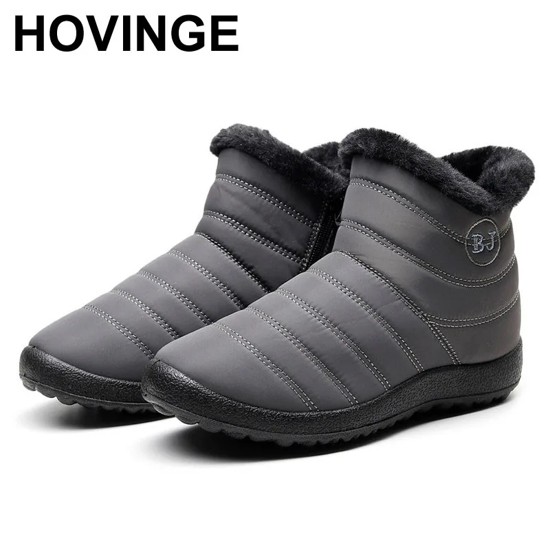 

HOVINGE зимние сапоги женская обувь на застежке молнии Plushh вельветовые ботильоны для женщин на плоской подошве; Теплая Повседневная обувь