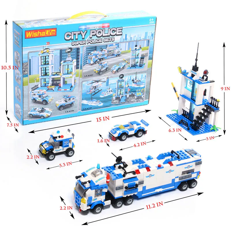 

City SWAT Building Blocks Police Series Compatible with Boys Friends Car Bricks 858pcs Figures Kids Toys for Children