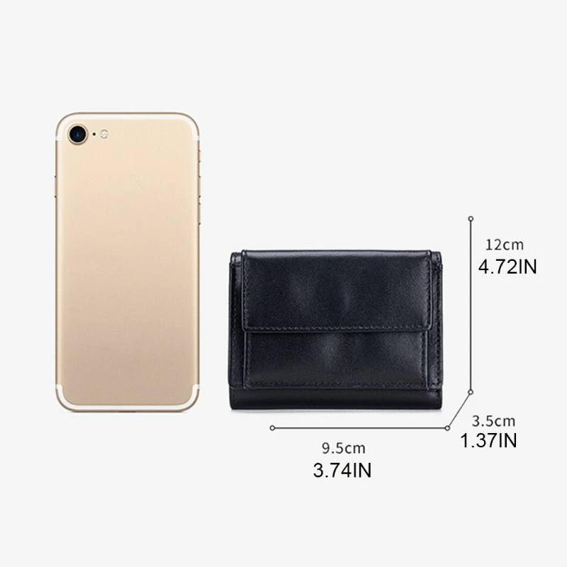 

Men RFID Blocking Wallet Vintage Leather Short Purse Small Coin Change Pocket Portable Mini Money Bag