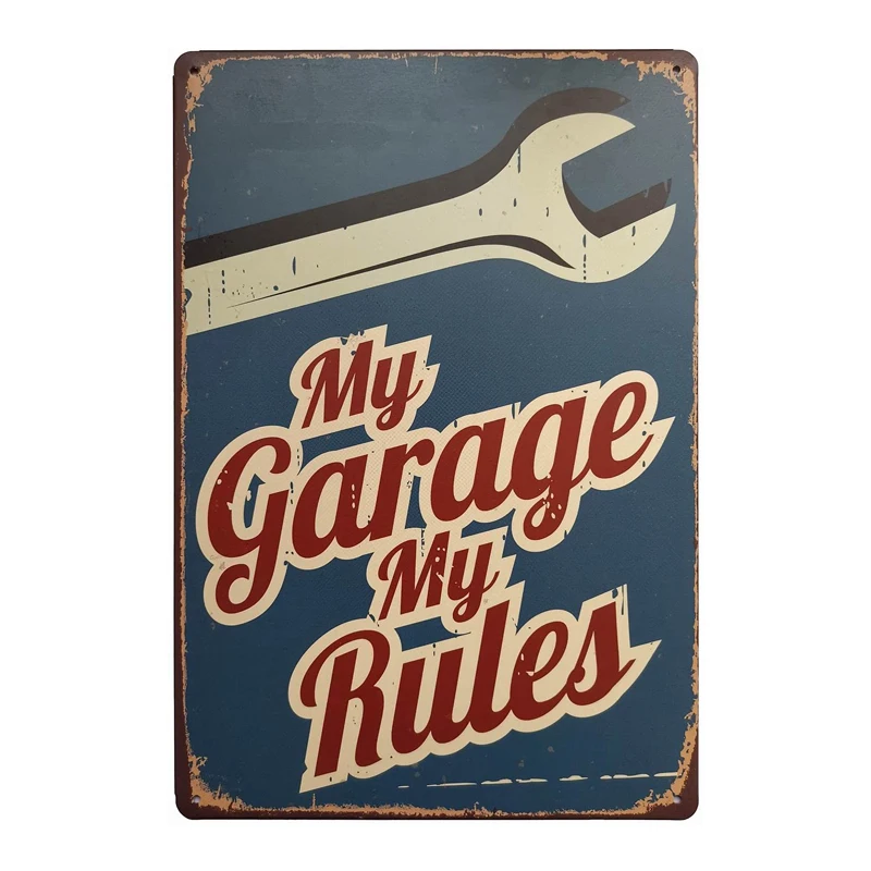 

My Garage My Rules Retro Vintage Decor Metal Tin Sign 12 X 8 Inches