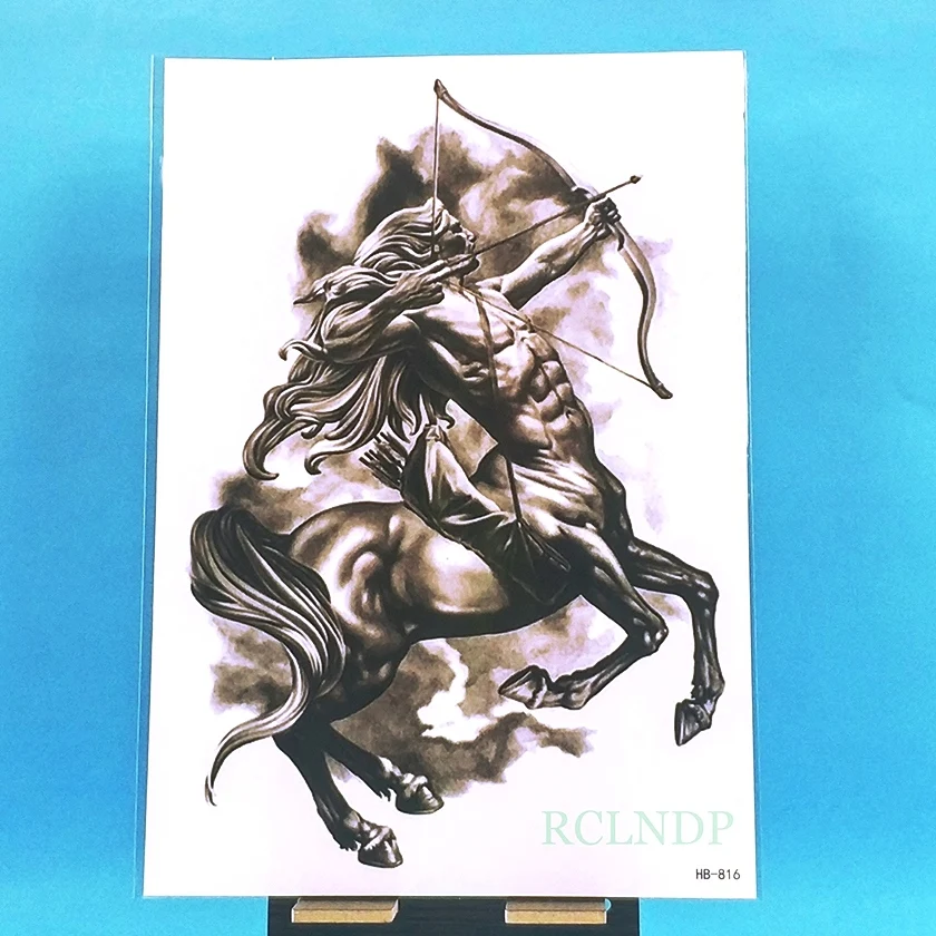 Водостойкая Временная тату наклейка лошадиный лук и стрела искусственная