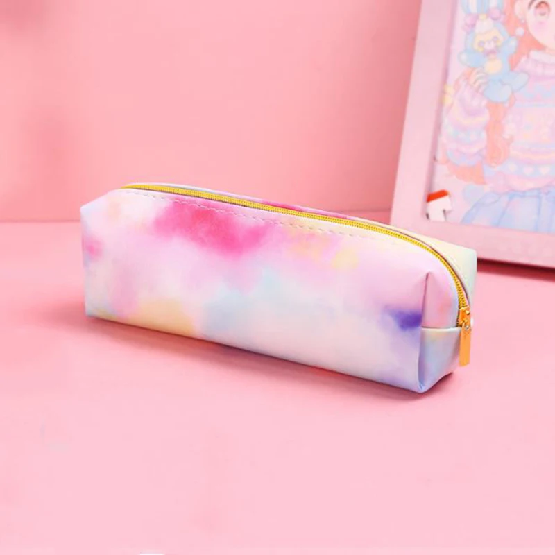 Кавайный чехол для карандаша яркого розового цвета Искусственная кожа ПУ и