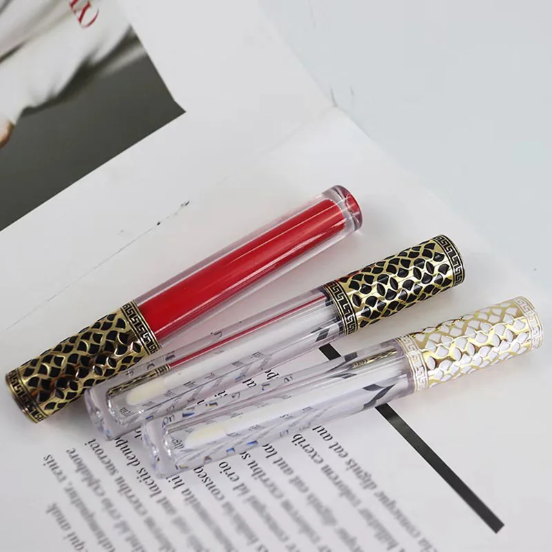 

50 pieces hollow golden lip gloss lip glaze empty tube cosmetic sub-bottle 4ml round eye shadow liquid bottle
