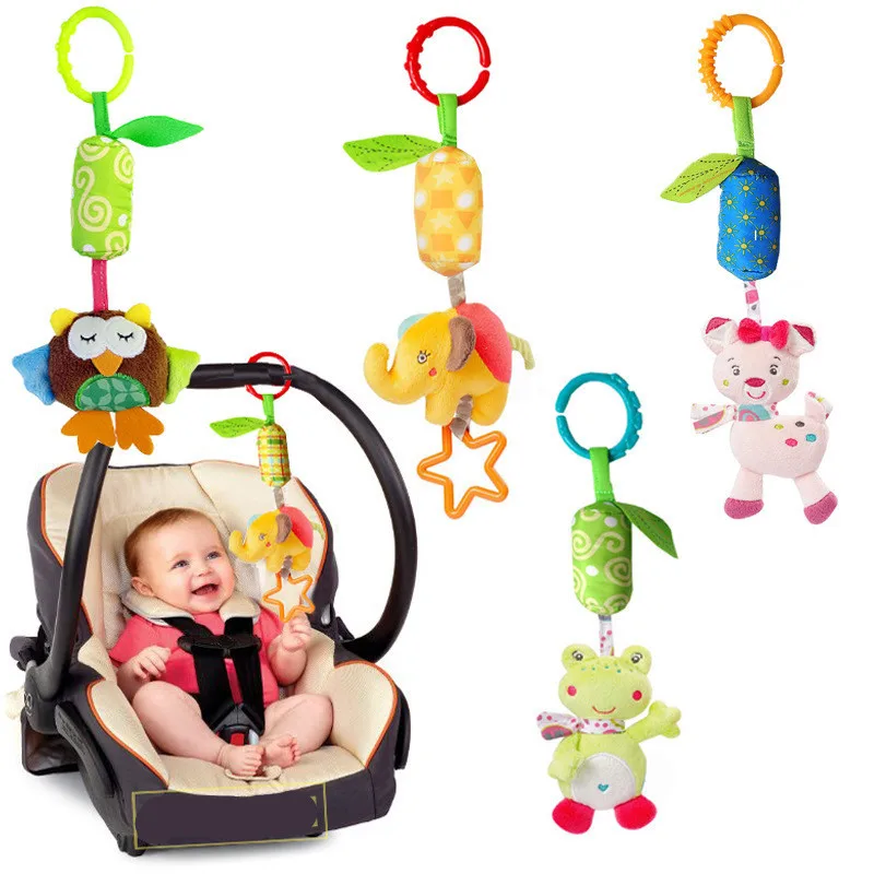 Rattle Toys For Baby Cute Frog Elephant Owl Cat Stroller Toy Rattles Mobile For Baby Trolley 0-12 Months Infant Bed Hanging Gift