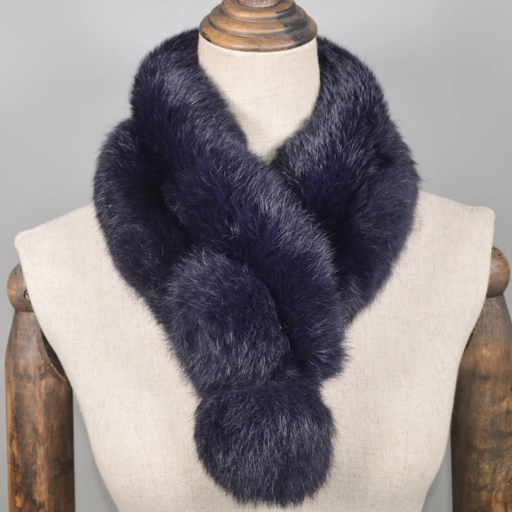 Женский шарф из натурального кроличьего меха мягкий теплый ручной работы 100%