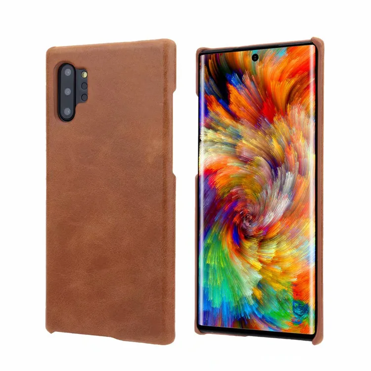 Note10+ ретро матовый чехол из натуральной кожи для телефона samsung Galaxy Note 10 9 S10 S9 Plus Note10 Простой деловой чехол - Цвет: Светло-коричневый