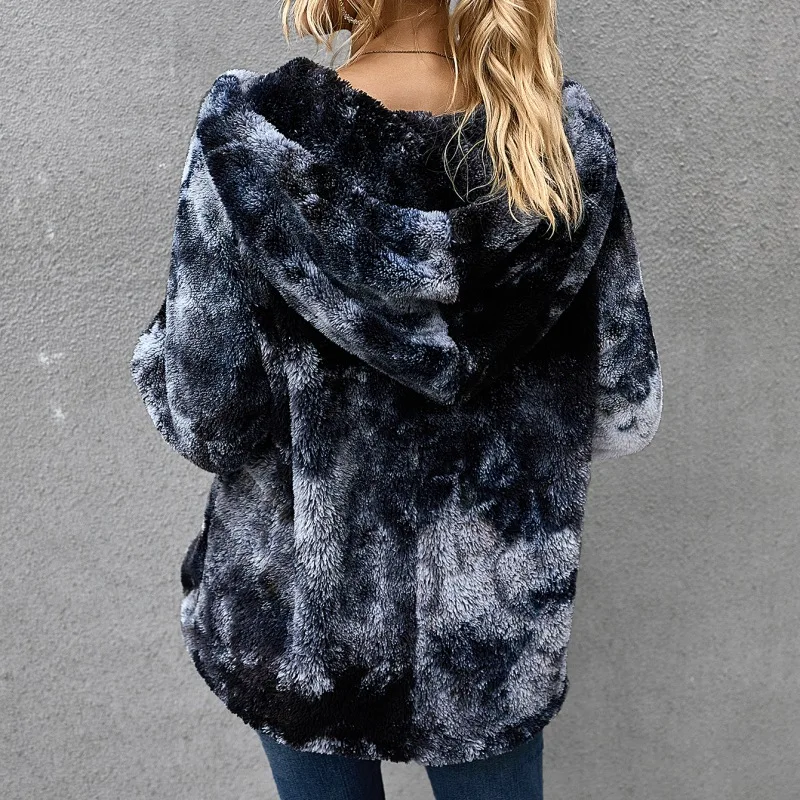 

Fashion Tie Dye Hoodies Women Thick Sweatshirts Girls Autumn Winter Pullover Hoodies Long Sleeve Plush Sweatshirt Streetwear W1
