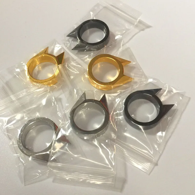 Women Men Safety Survival Ring Tool Self Defence Stainless Steel Finger Defense Silver Gold Black Color | Безопасность и защита