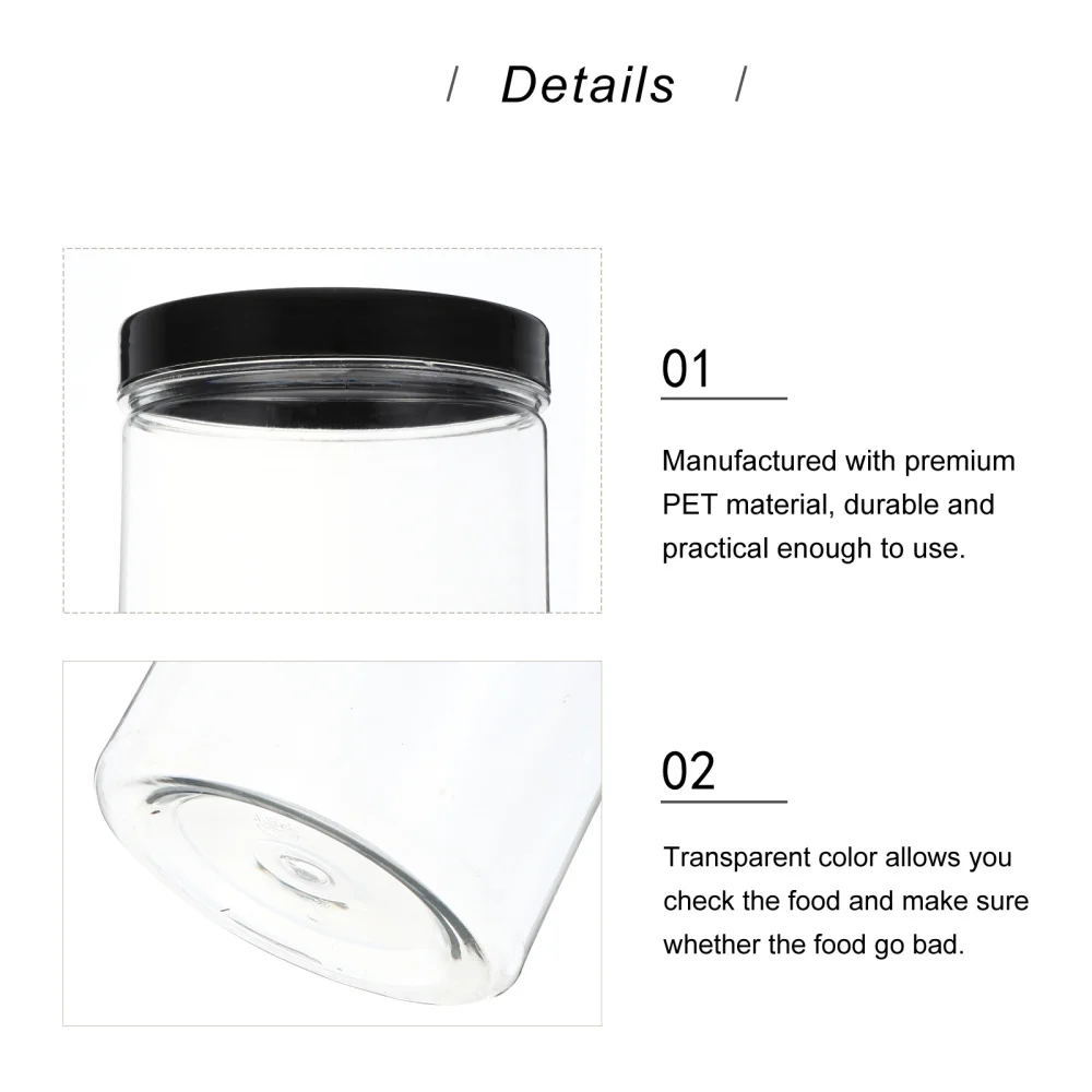 

8pcs Clear Moisture-proof Pots Honey Sugar Foods Storage Cans with Black Lid