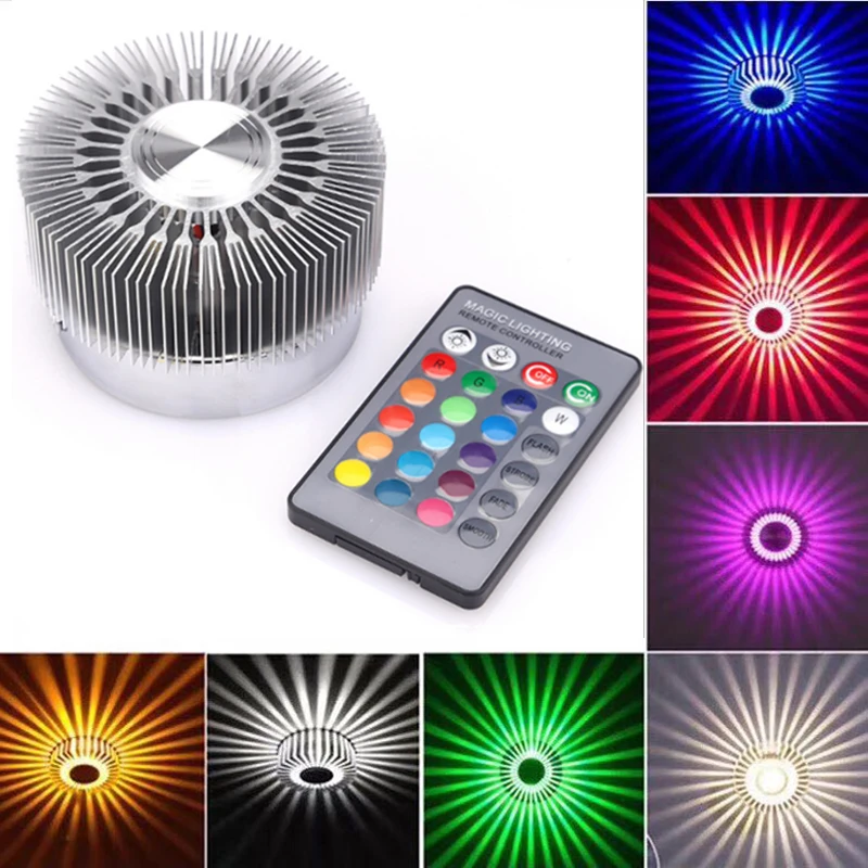 3W Sun-shaped wall lamp Aluminum Alloy Astigmatism lamp Monochrome colorful light source for bars hall Corridor decoration