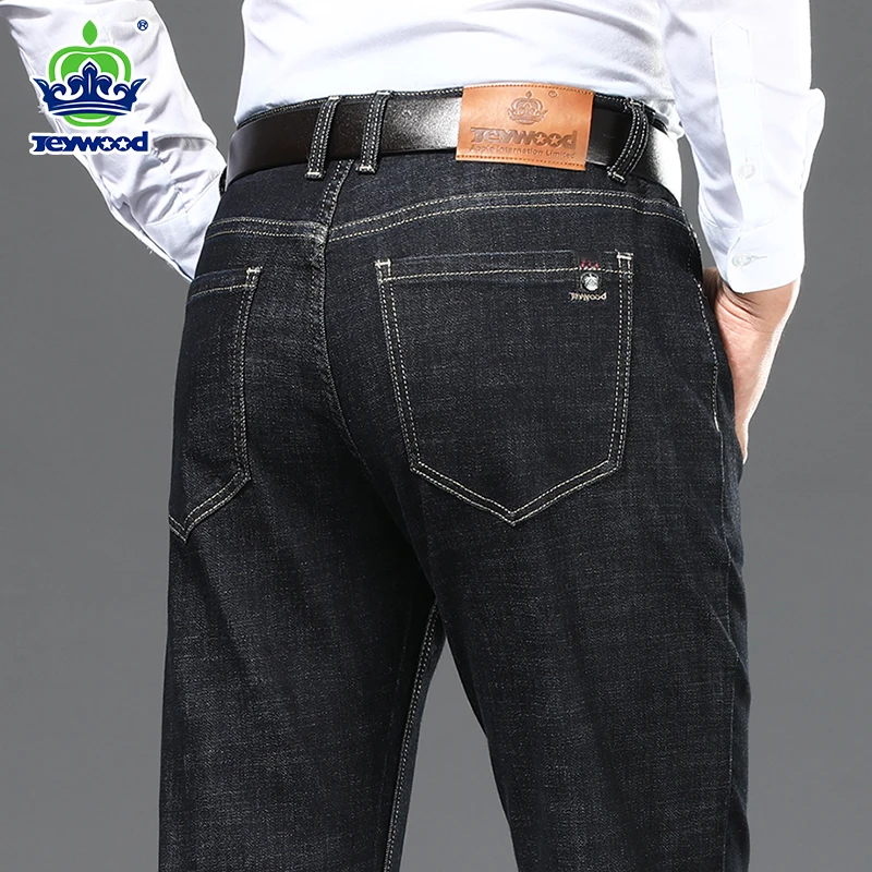 

Мужские джинсы, классические прямые хлопковые брюки, большие размеры 35, 40, 42, 44, 46, для весны и осени