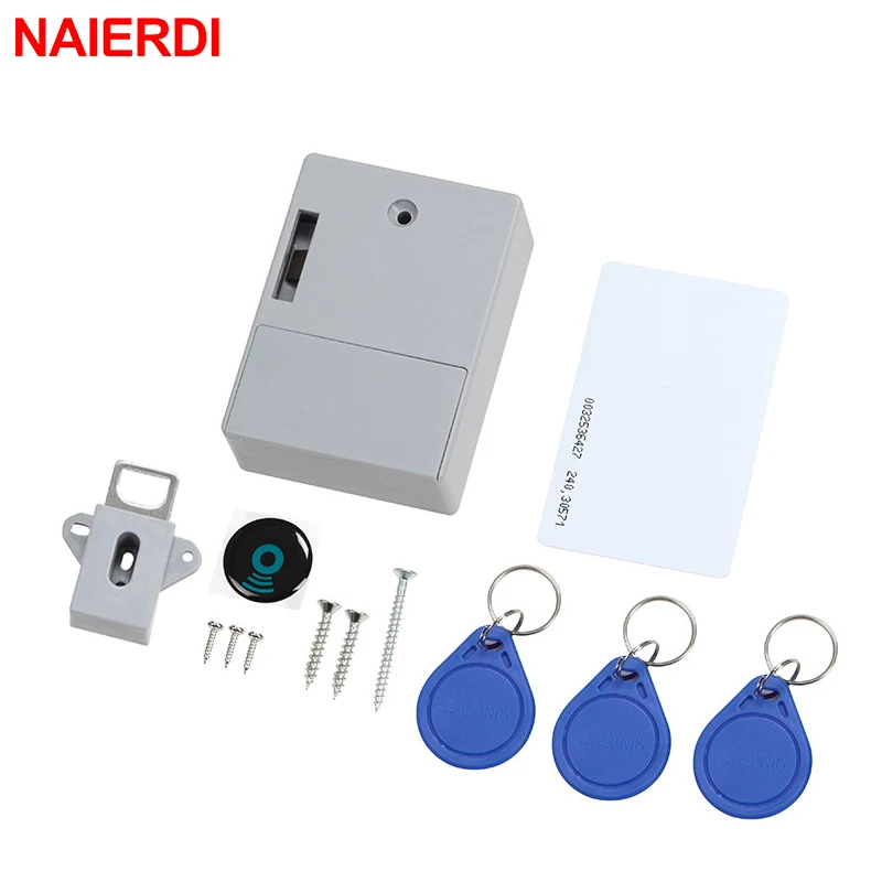 NAIERDI Digital Cabinet Intelligent Electronic Locks Invisible Sensor Lock EMID IC Card Drawer For Wardrobe Furniture Hardware |