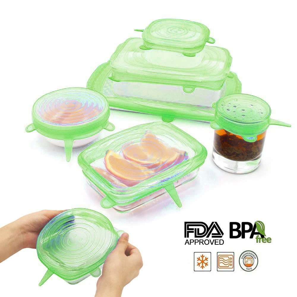 

NEW Silicone Stretch Lid 6 PCS Reusable Wrap Covers Microwave Oven Safe