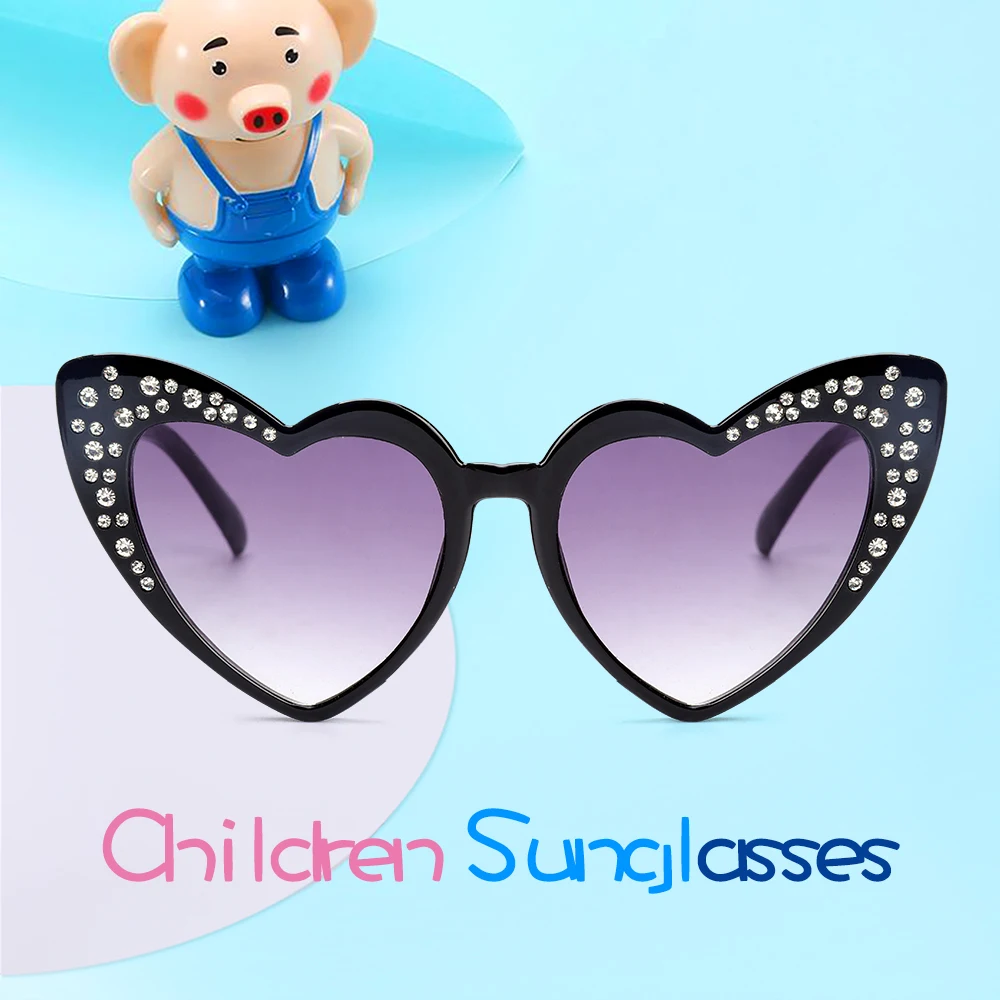 BINGKING/солнцезащитные очки в форме сердца для мальчиков и девочек стразы модные