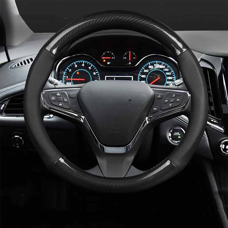 Для Chevrolet TRAX углеродное волокно+ воловья кожа роскошный автомобильный чехол на руль 1 шт. аксессуары для стайлинга автомобилей