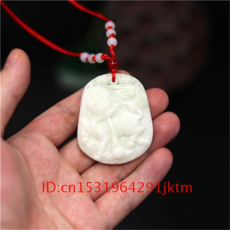 Ожерелье из нефрита резное белое китайское ювелирное изделие модный дракон шарм