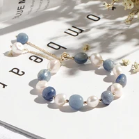 blue aventurine natural crystal freshwater pearl women bracelets on hand chain bangles jewelry aesthetic fashion female %d0%b1%d1%80%d0%b0%d1%81%d0%bb%d0%b5%d1%82