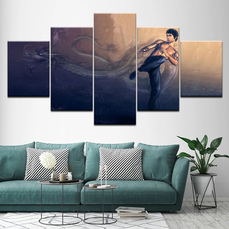 Современные рамки для картины нарисованные на холсте 5 Панель кунг-фу