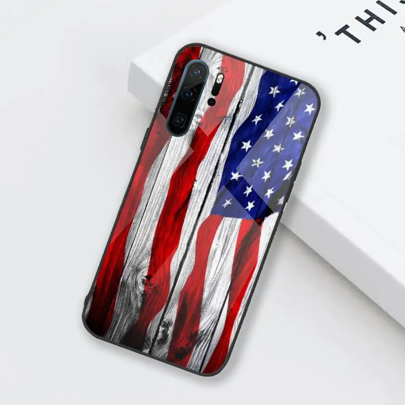 

America USA Flag Phone Case Tempered glass for Huawei Honor Mate P 9 10 20 30 8X 7A V10 Pro Plus Lite NOVA 3E 3I 5 5I Pro