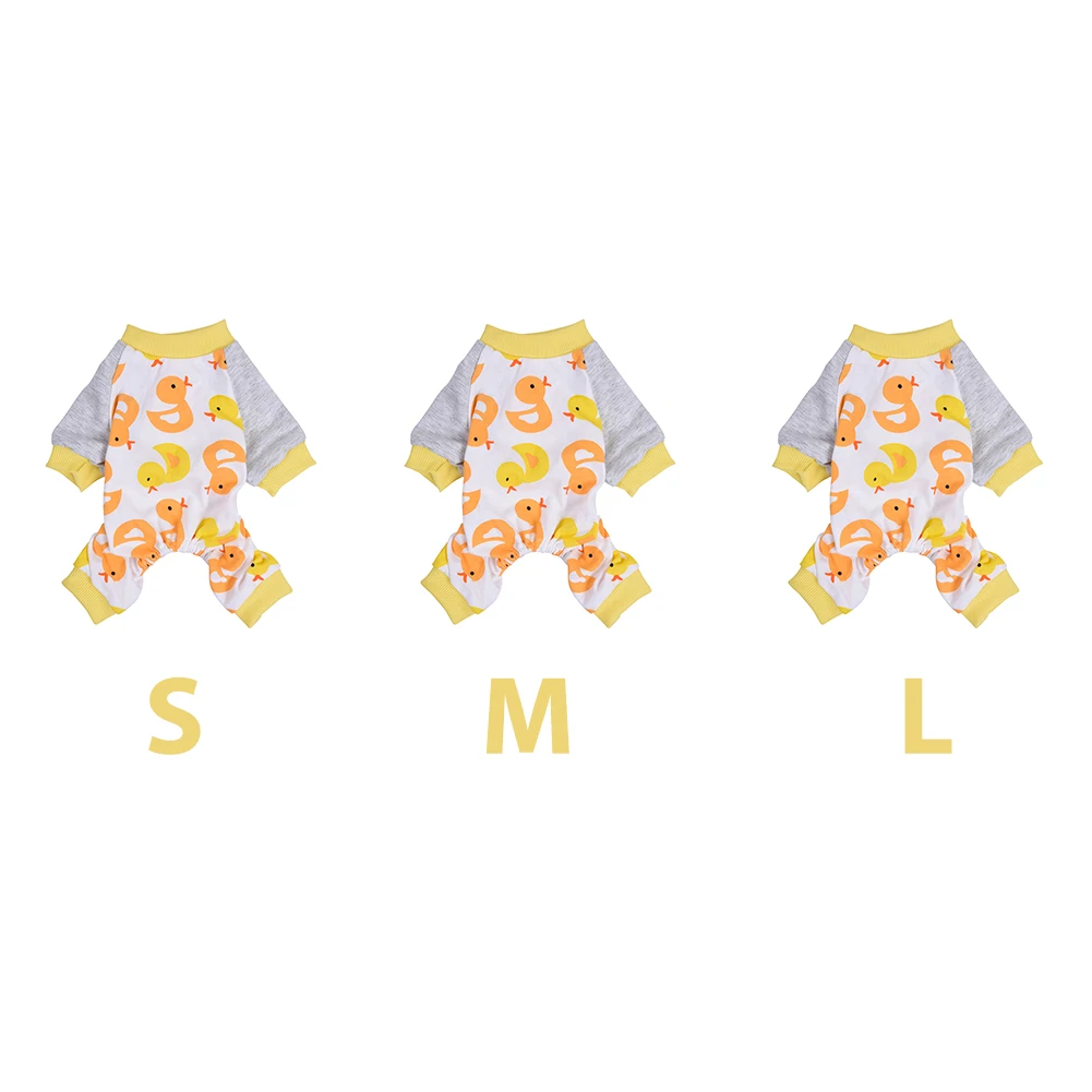 

New Arrival Cute Duck Pattern Dog Clothes Cotton Pajamas Jumpsuit Pet Puppy Soft Cozy Warm Jumpsuits Outfit Romper Sleep Clothes