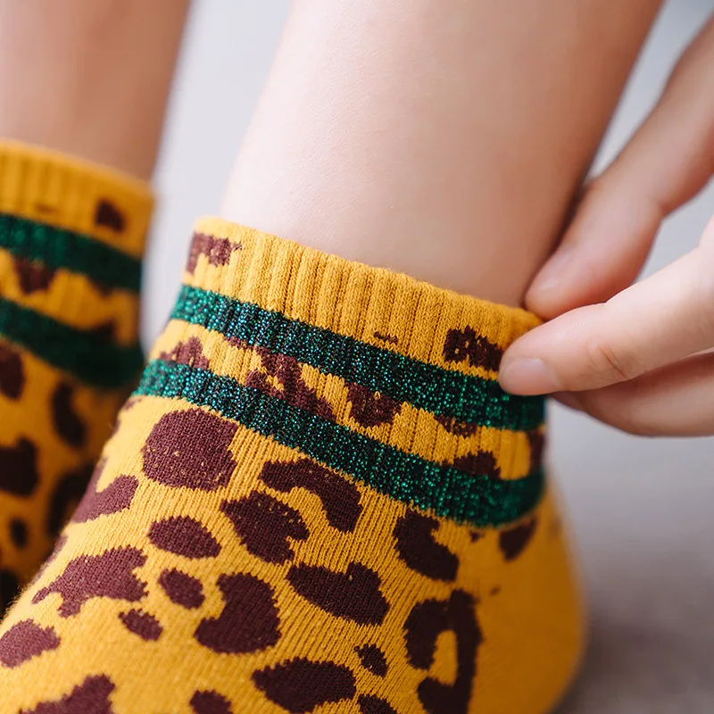 Женские носки с леопардовым принтом 1 пара носков в полоску хлопковые для девочек
