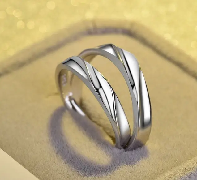 S925 Серебряное кольцо для пары корейская мода переплетенные парные кольца