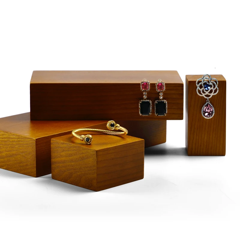 

Oirlv Solid Wood Jewelry Display Stand Set Props Ring Necklace Bracelet Storage Paint Square Plate Display Stand