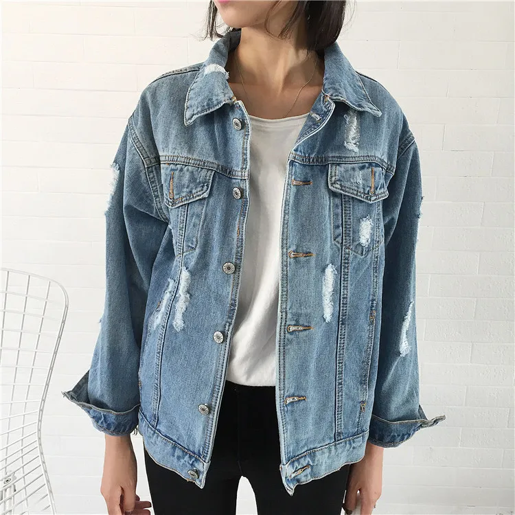 

2019 Autumn New Loose Wash Worn Jeans Coat Women's Slim Women's Clothing