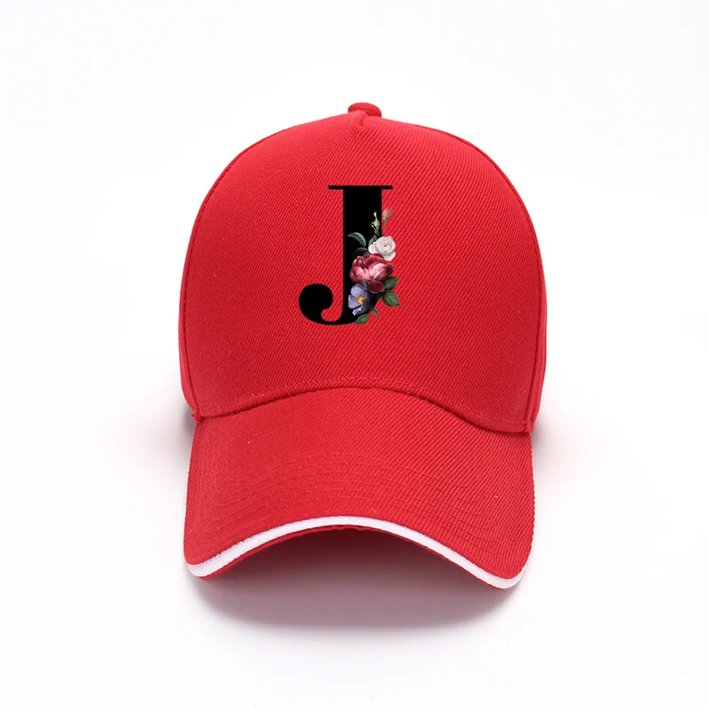 

Sports outdoor black font 26 letter flower pattern baseball cap peaked hat fisherman hat sunshade breathable striped elastic hat