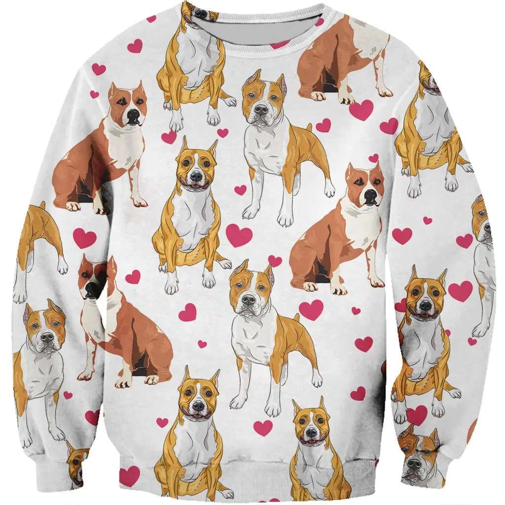 

3D Printed Sweatshirt Christmas Gift American_Pit_Bull_Terrier Dog X-mas Pullover Unisex Long-sleeved Round Neck Wholesale