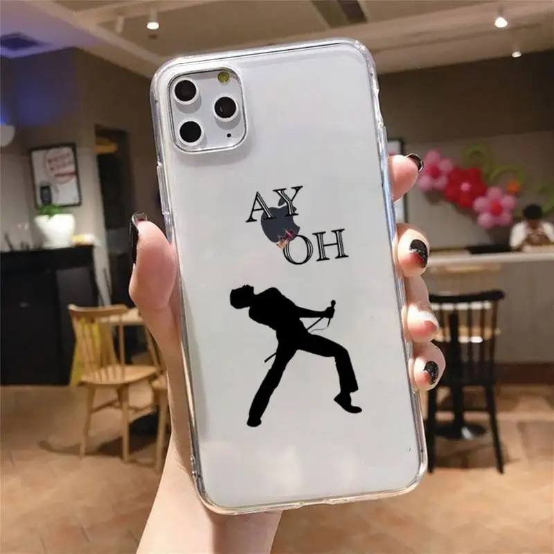 

Freddie Mercury Queen band coque Phone Case Transparent for iPhone 6 7 8 11 12 s mini pro X XS XR MAX Plus
