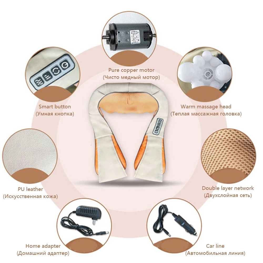 Infrared Heated Shoulder Body Neck Kneading Massager Electrical U Shape Multifunctional Shawl Car/Home |