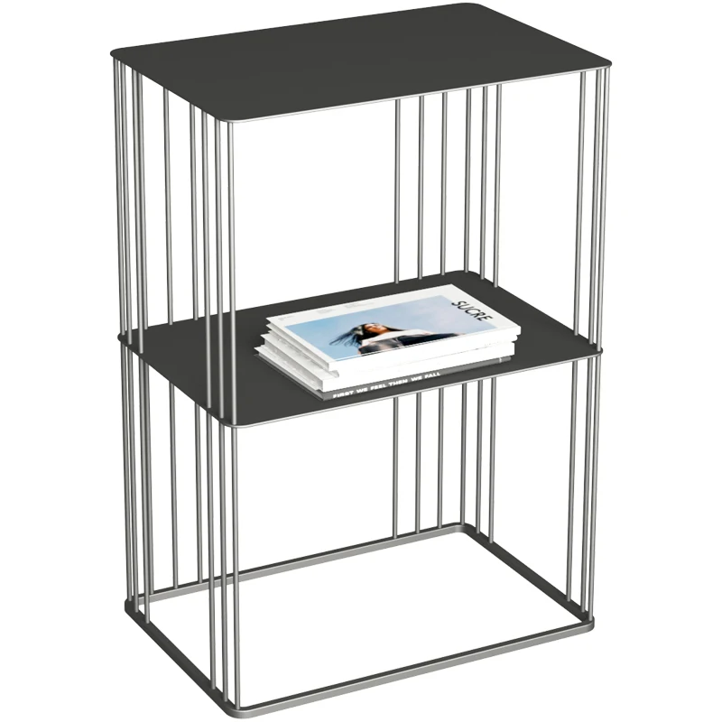 Простой из кованого железа двухслойный угловой стол для гостиной креативный