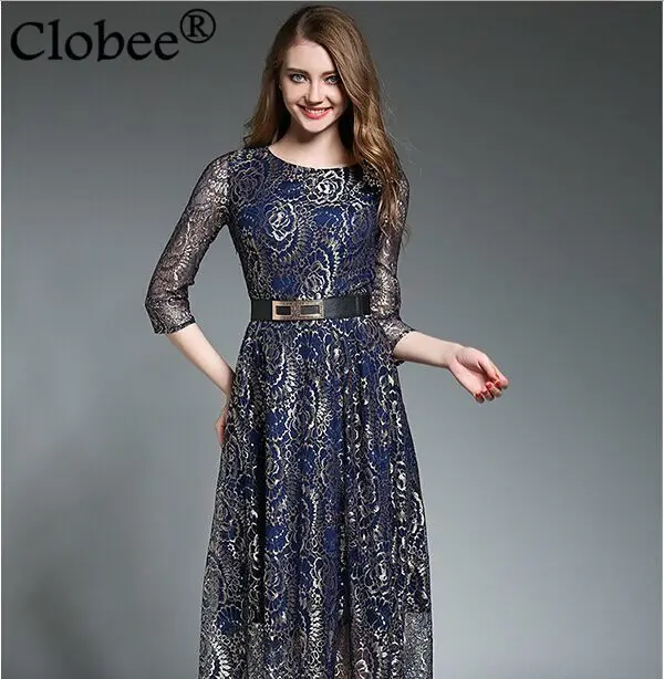2019 женское летнее платье с круглым вырезом и рукавом три четверти Vestido De Renda