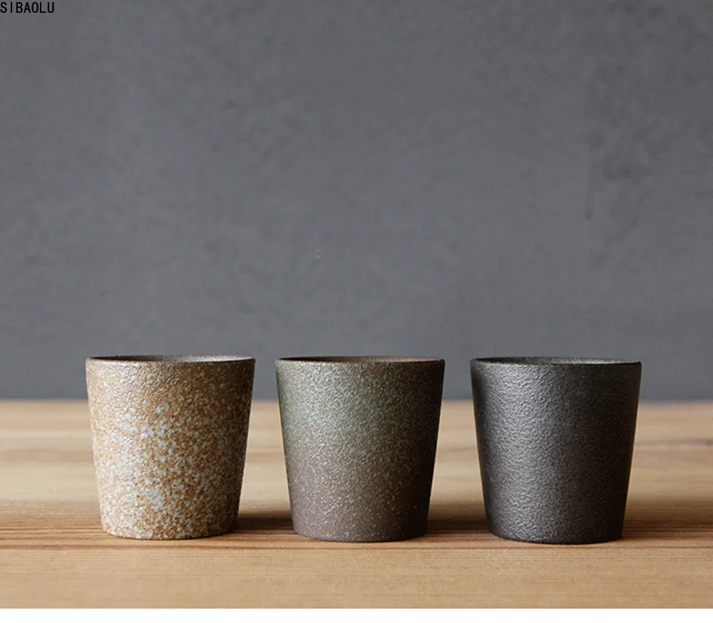 Vintage Straight Cup Drinkware Ceramic Coffee Mug Coarse Pottery Breakfast Retro Simple Tea Cups Decor Crafts | Дом и сад
