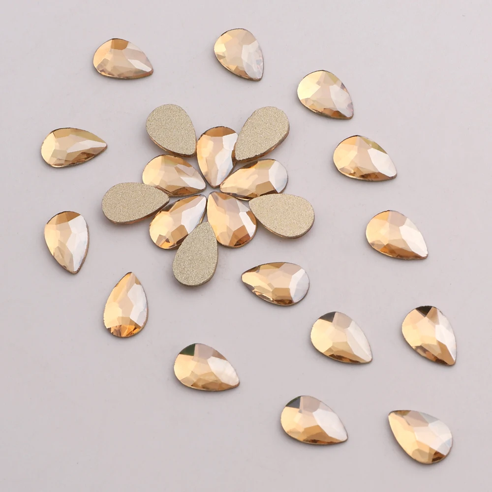 

Raindrop Shape 6*8 Champagne Effect Flat Back Fancy Rhinestones