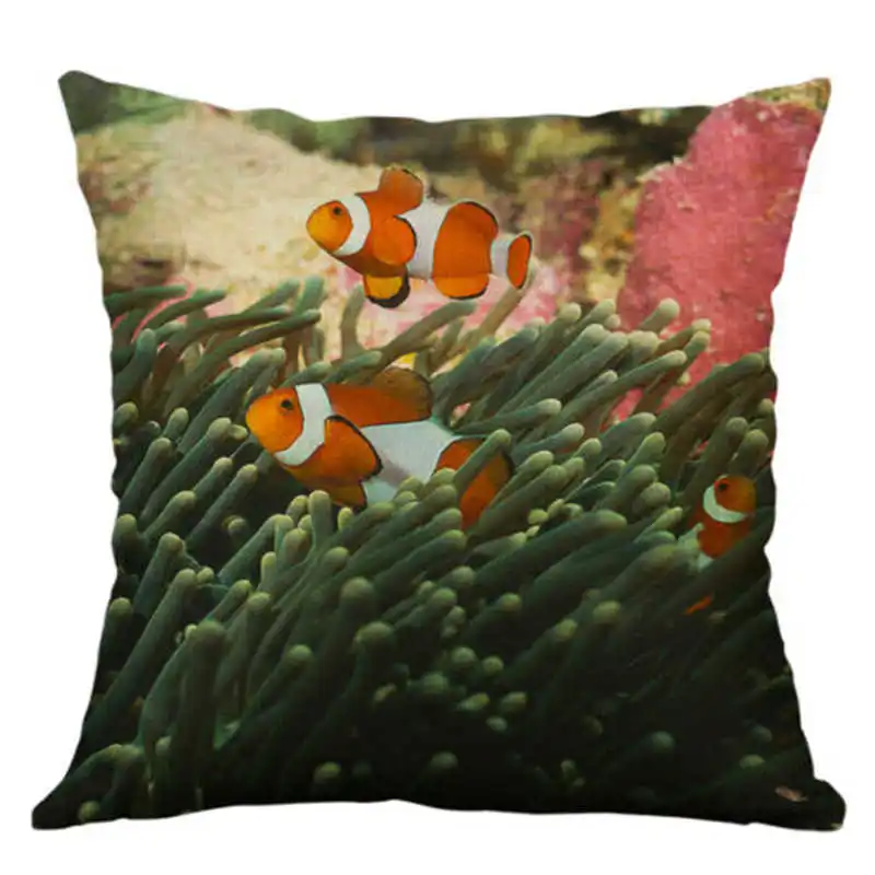 Морская наволочка для подушки декоративная с животными домашняя льняная дивана
